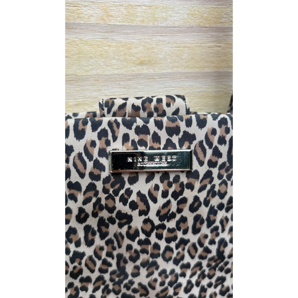 Nine West Leopard Print Tote Bag Small Shoulder Bag Brown Black Animal Print - Picture 4 of 9